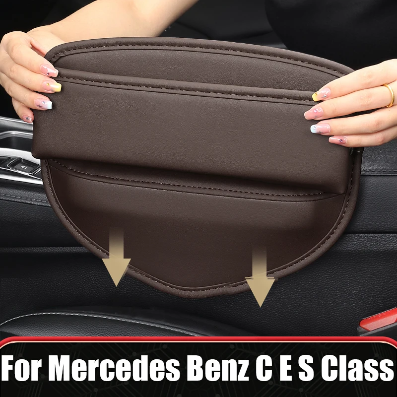 

For Mercedes Benz C E S Class W210 W211 W212 W213 W203 W204 W205 GLC X253 GLK SLK R172 PU Leather Car Seat Crevice Storage Box