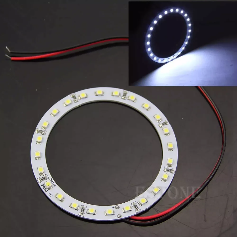

1pair 80mm Angel Eyes 24 SMD LED Ring Car Bright White Light Hot