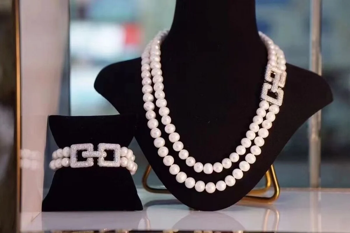 8-9 мм натуральное круглое жемчужное ожерелье из белого южного моря браслет