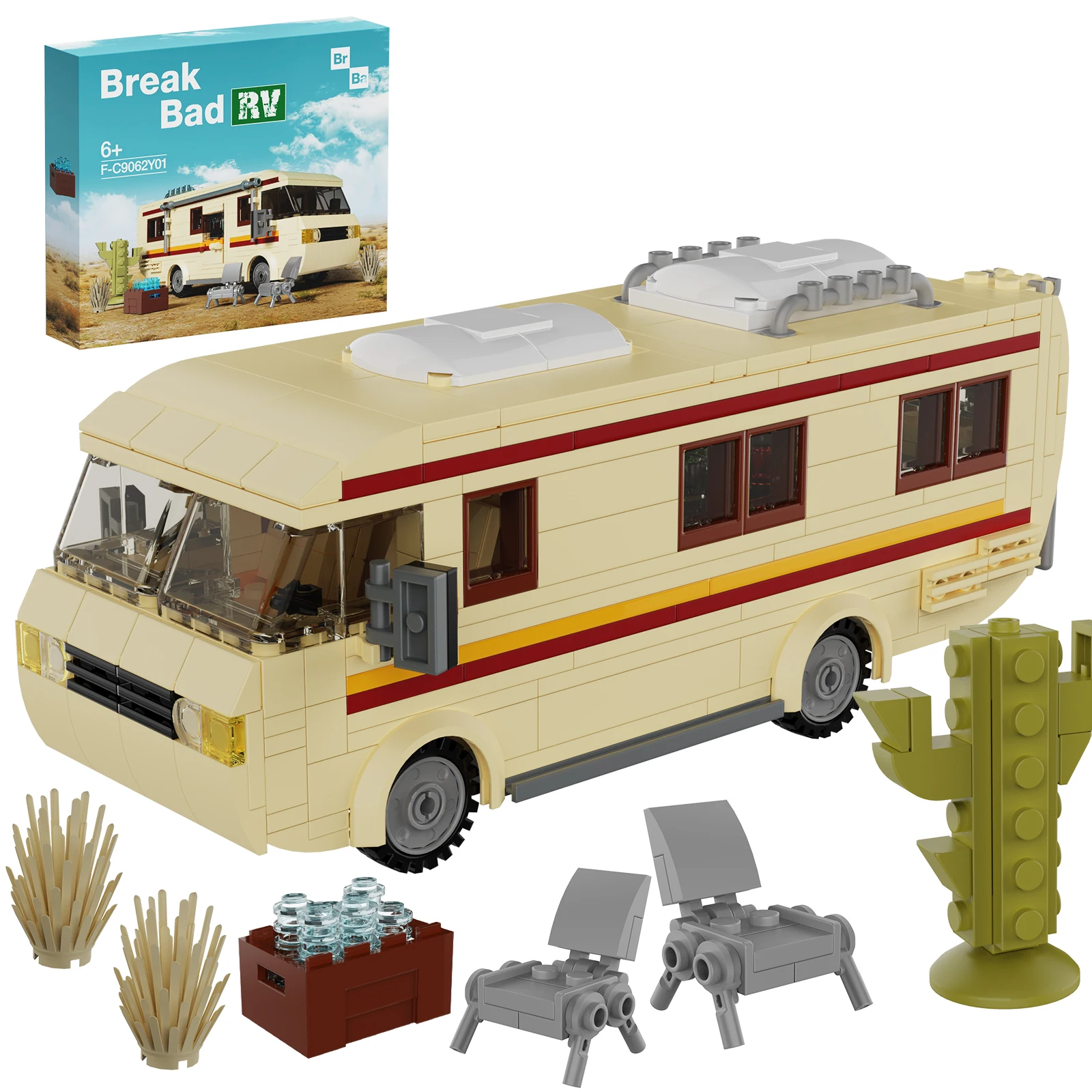 

Набор строительных блоков Drama Breaking Motor Home, 432 шт., модель автомобиля для путешествий, кирпичные игрушки для взрослых и детей, подарок на день рождения и Рождество
