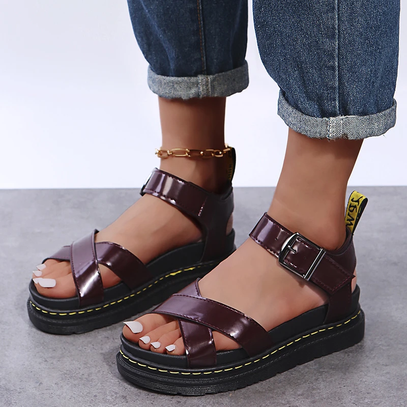 2022 New Women's Summer Comfort Shoes Fashion Open Toe Women's Sandals Platform Sandals Large Size One-way Buckle Woman Shoes