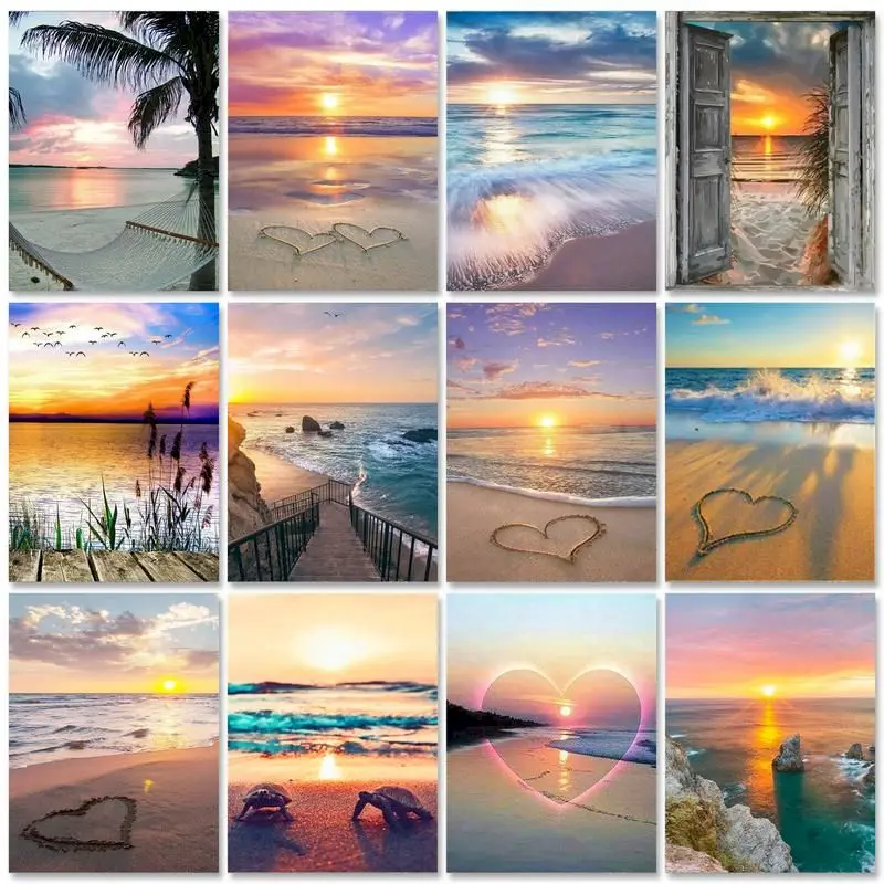 

GATYZTORY Interior Painting by numbers Kits Scenery Picture Drawing Seascape DIY Coloring by numbers Unique gift Home decor