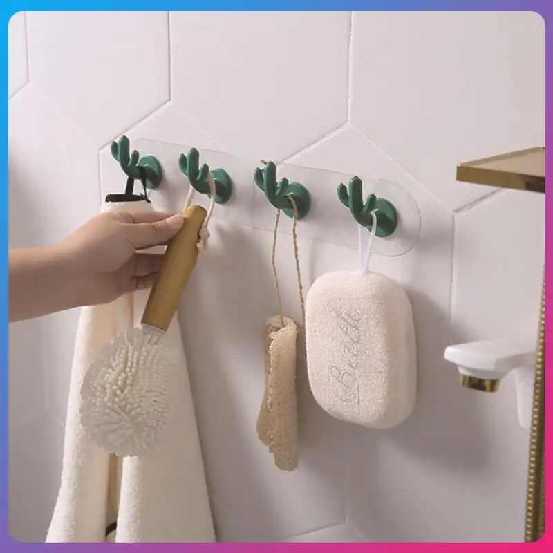 

Adhesive Sticky Mount Hanger Rack Cactus Hook Wall Door Hanger Hook Coat Cabinet Towel Hook Multi-functional Hooks Durable