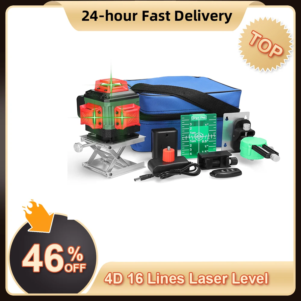 

С инструментом, лазерные литий-ионные 16-функциональные самонивелирующиеся линии, управление уровнем батареи 4D, нивелир с дистанционным управлением на 3 °, многофункциональные линии луча