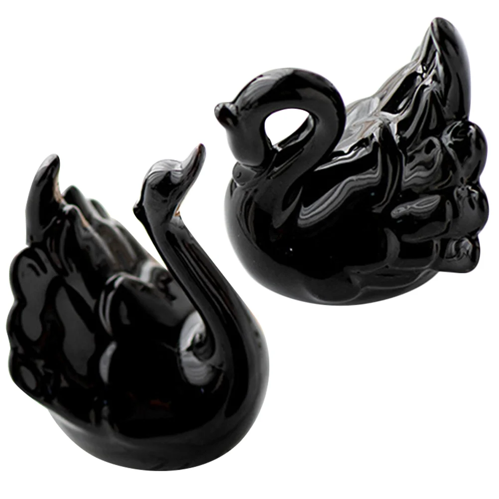 

2 Pcs Desktop Swan Decors Crafts Creative Statue Norse Ceramic Handicrafts Table Decorative Figurines Car Porcelain Sculpture