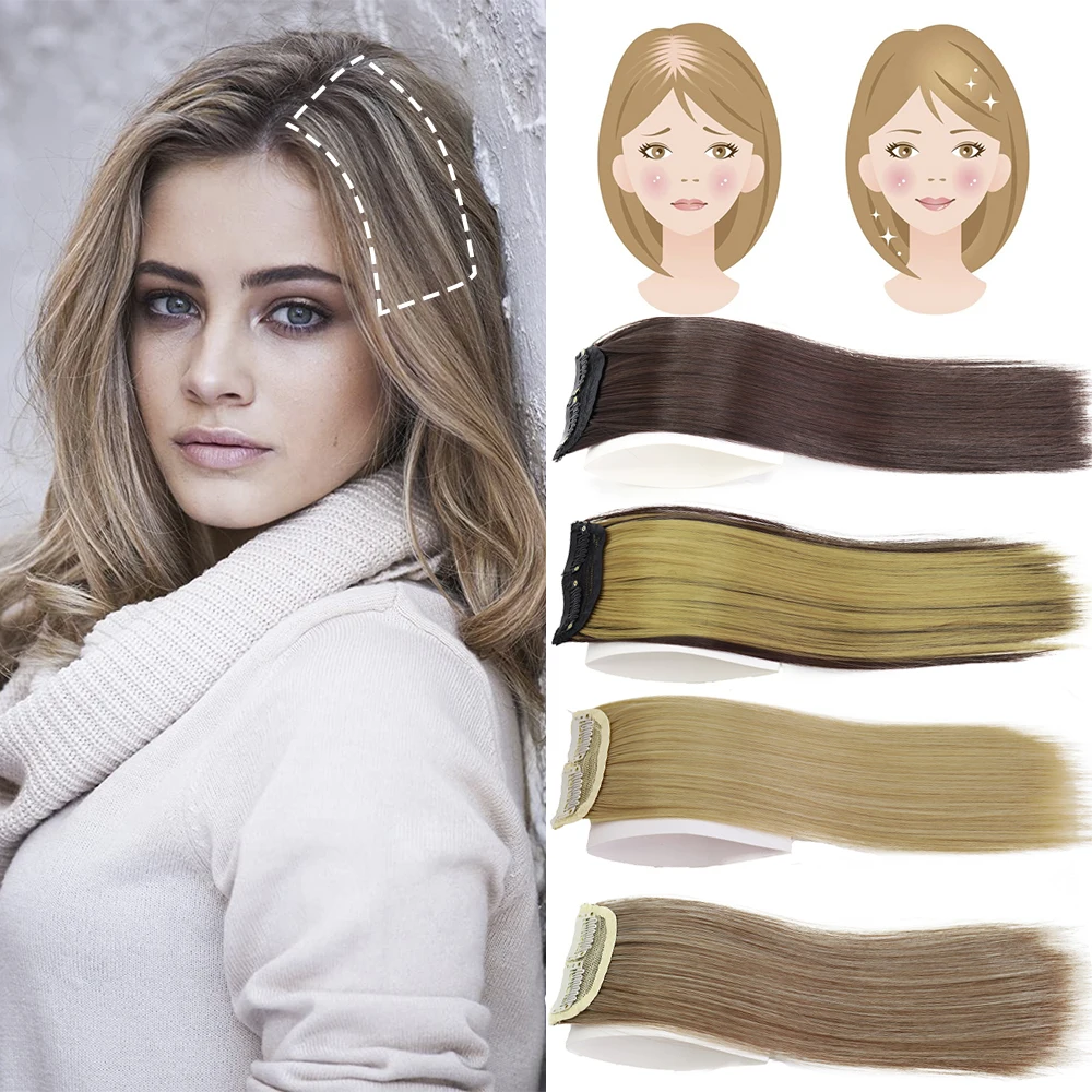 

Synthetic 8"12" Seamless Hair Invisable Pads Clip In Lining of Natural Hair Top Side CoverOne Piece Hairpiece Extension Wig