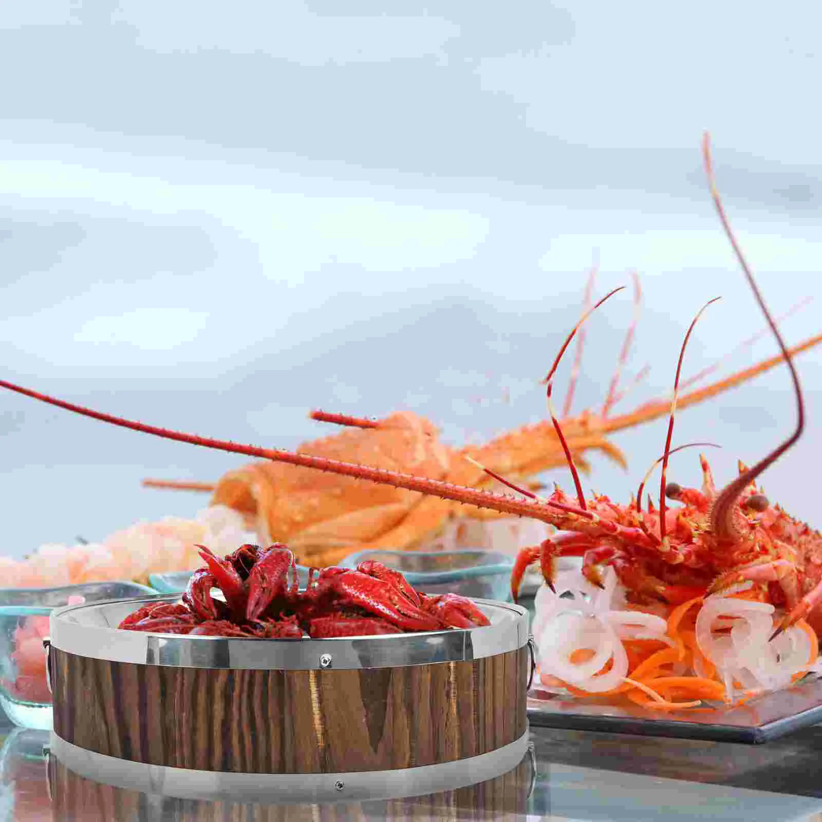 

Stainless Steel Food Plate Practical Food Serving Dish Food Storage Plate Lobster Plate