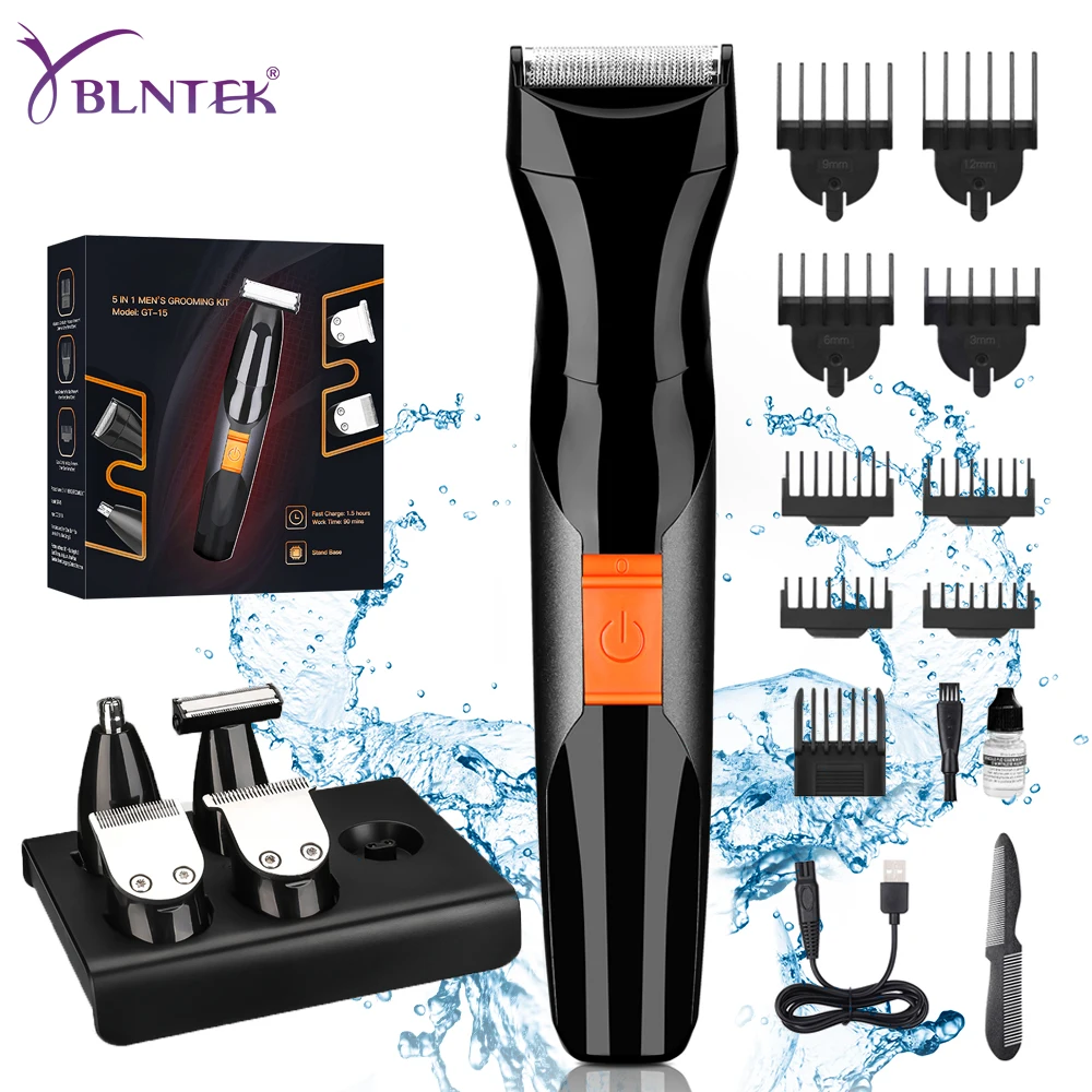 

YBLNTEK 5 in 1 Electric Beard Trimmer For Men Mustache Trimmer Groomer Kit Cordless Hair Clippers Body Nose Ear Cutting Shaver