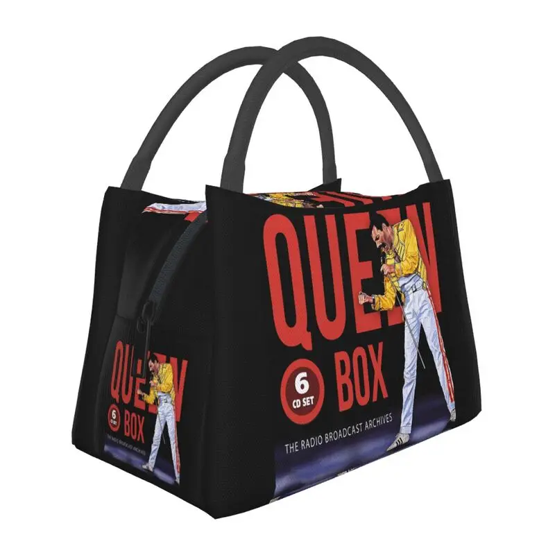 

Rock Band Queen Freddie Mercury Insulated Lunch Tote Bag for British Musician Singer Thermal Cooler Bento Box Camping Travel