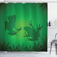 animal shower curtain frog shadow silhouette on the banana tree leaf in tropical lands jungle games graphic cloth fa