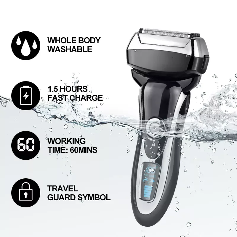 

Blade Professional Men Shaver Rechargeable Wet & Dry For Men Beard Trimmer Shaving Machine LCD Display