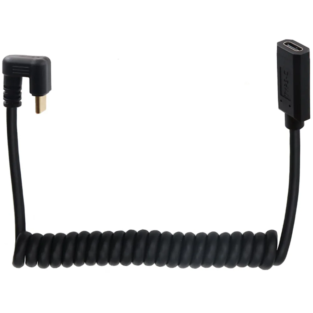 

180 Degree U Shape Type C To Type C Male To Female USB C Charging Cable, 4K Video Spring Spiral Coild USB C Cable
