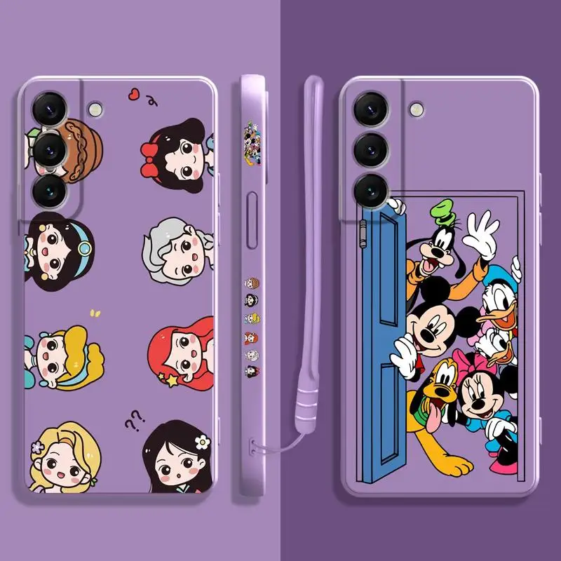 

Disney Family Princess Mickey Minnie Liquid Case For Samsung Galaxy S23 S22 S21 S20 FE Ultra S10 S9 S8 Plus S10e Note 20Ultra