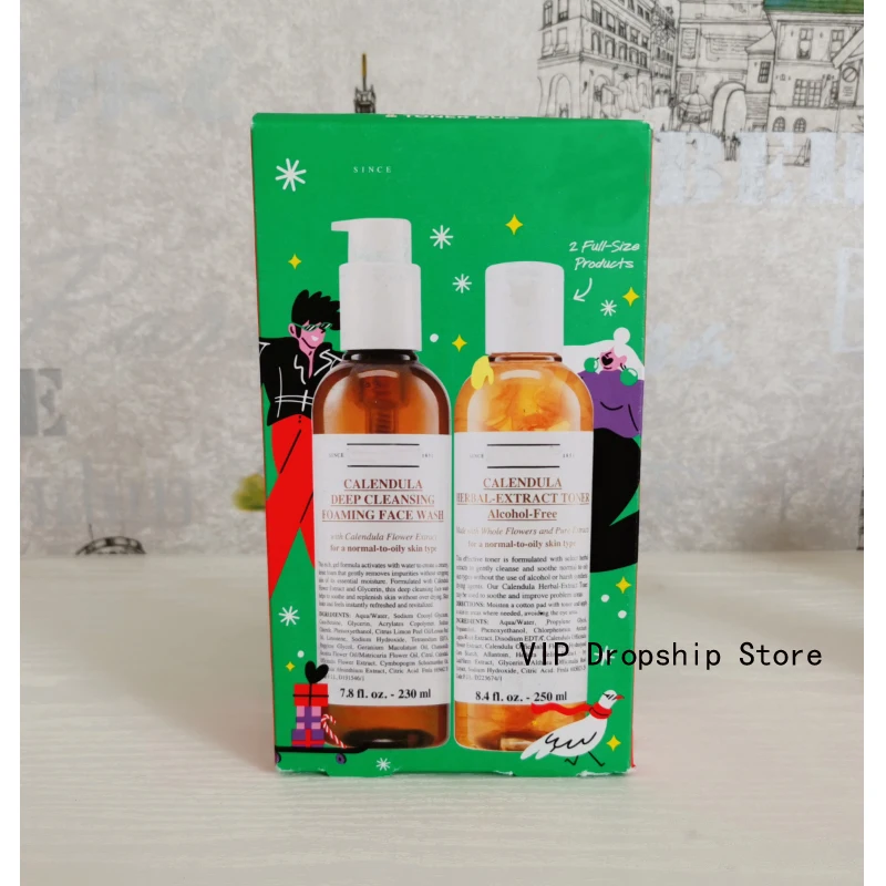 

2Pcs = 1Box Calendula Cleanser & Toner Duo Foaming Face Wash 230ml + Alcohol -Free 250ml New in Box