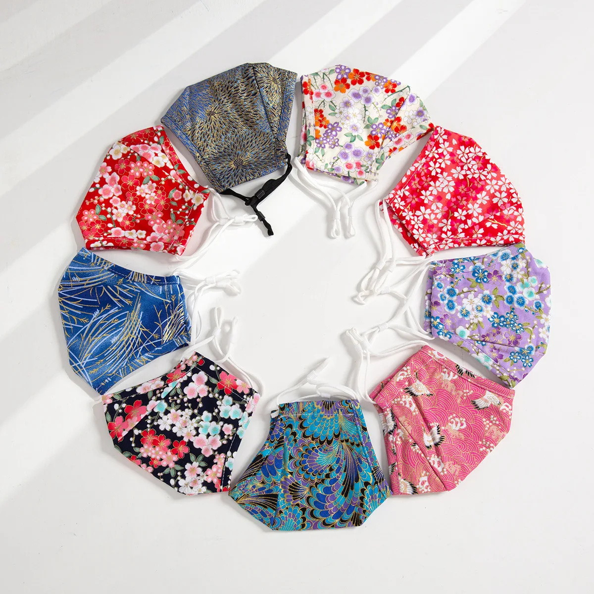 

10Pcs Fashion Women Floral Print Face Mask Adult Men Washable Cotton Fabric Mask for Face Breathable Protection Masks Decoration