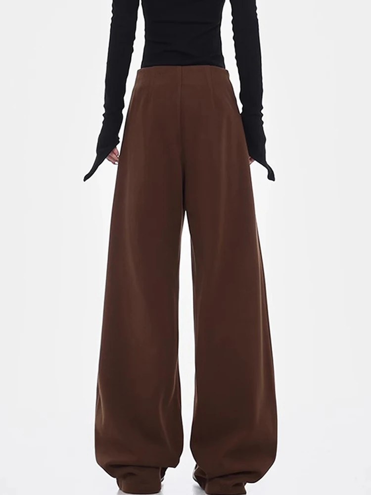 MK Coffee Color Thickened Wide-Leg Suit Pants Women Winter New Drape Loose Slimming Straight Casual Mopping