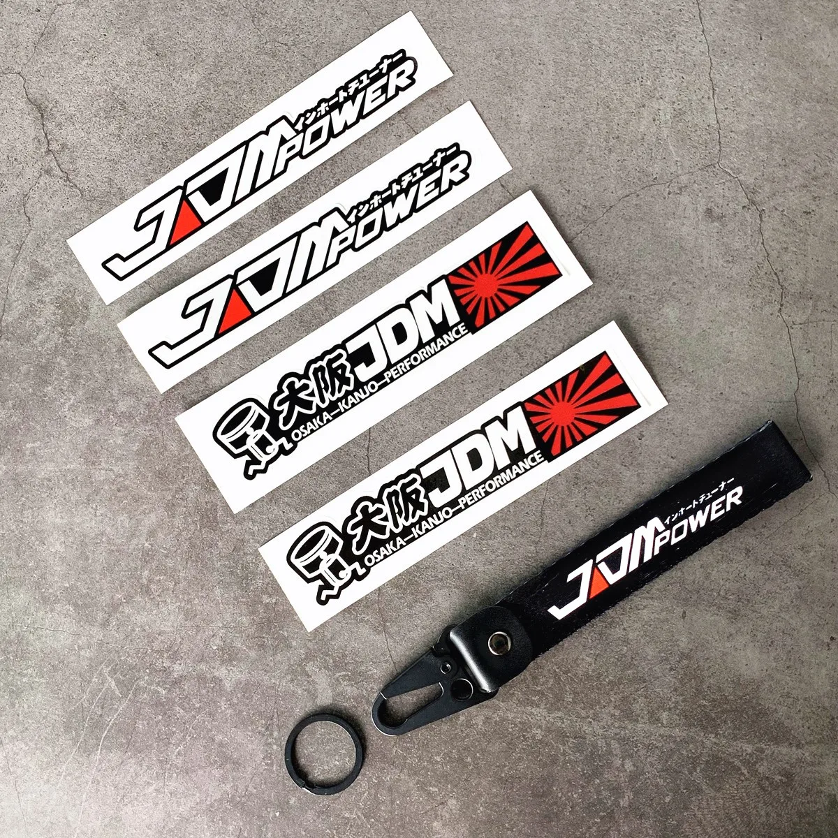 

Reflective JDM Style Motorcycle Styling Sticker Nylon Leather Keychain Set for DUKE NMAX Ninja 19cmX2.5cm Set