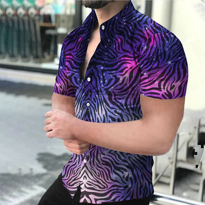 

Men's Shirts Turn Down Collar Button Up Shirt Casual Digital Print Short Sleeve Tops Blouse Streetwear Plus Size men clothing