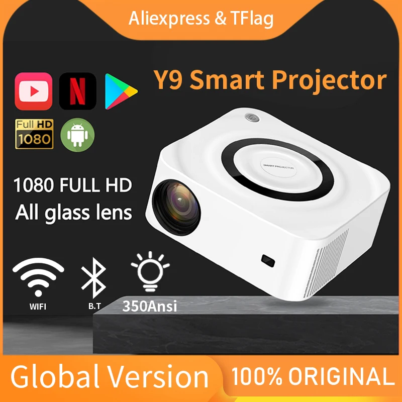 

Global TFlag Y9 Projector 5G Wifi Full HD 1080P 350 Ansi Android 9.0 Mini Portable LED Video Game Smart Home Proyector Beamer