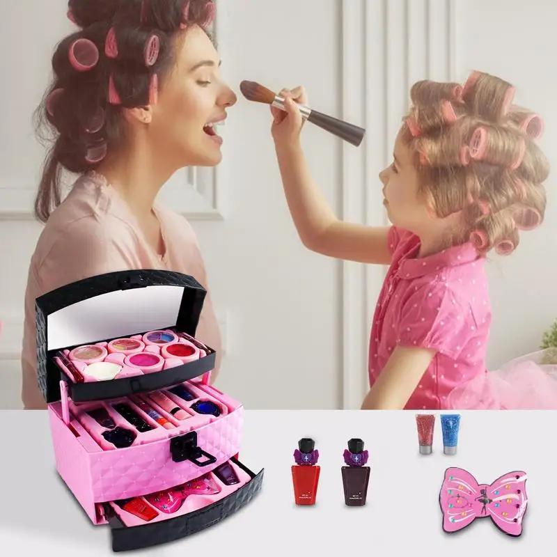 

Kids Makeup Kit For Girls Kids Makeup Cosmetics Playing Box Princess Makeup Girls Toys Kids Lipstick Eye Shadow Toys Kit