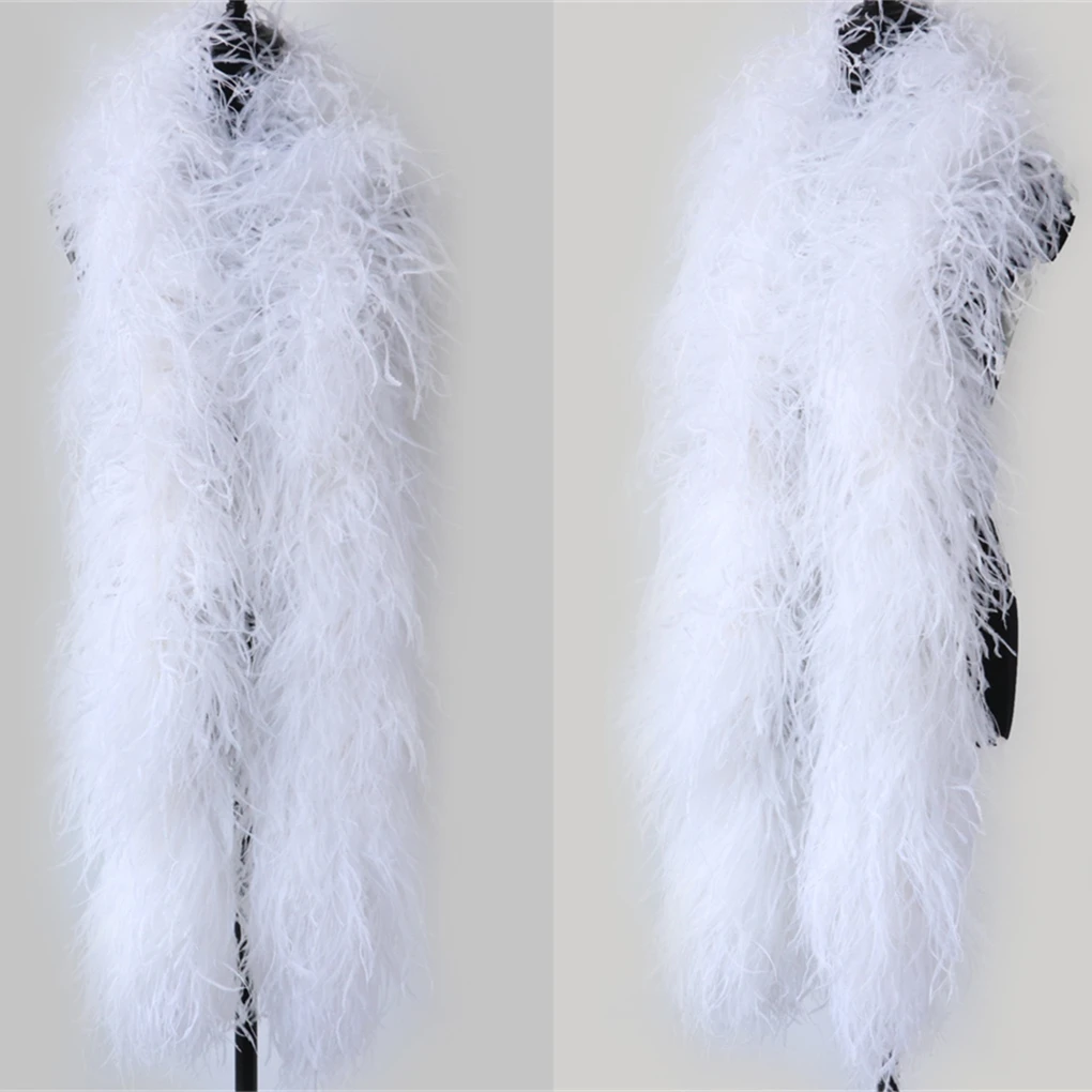 10Ply 1/2Meter White Ostrich Feather Boa Fluffy Plume Shawl For Wedding Clothes Tops Decoration PlumasTrims skirt Party/Costume