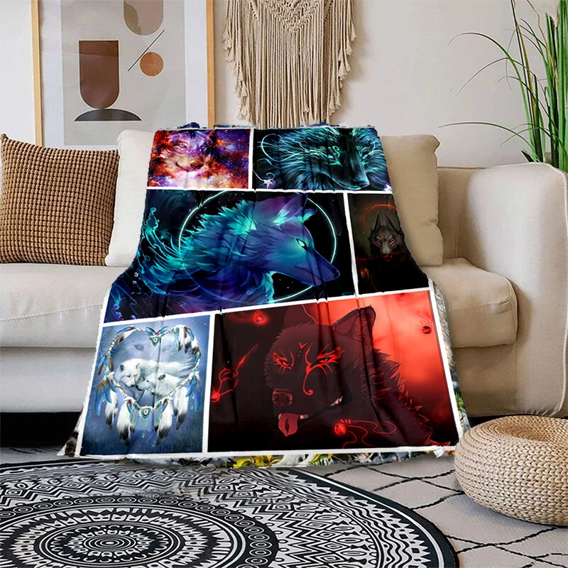 

Wolf 3D Print Blanket Sofa Blankets for Beds Super Soft Warm Blanket Flannel Throw Blanket All Season Light Bedroom Warm Decke