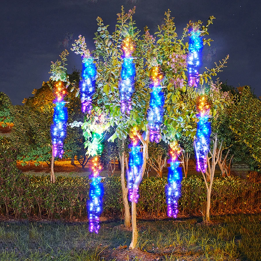 TIRVOSE Outdoor LED Meteor Shower String Light Waterproof Christmas Garland Fairy Light for Party Wedding Garden Tree Decoration