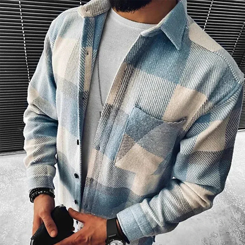 

Дизайнерская винтажная Мужская Фланелевая рубашка средней длины в клетку в стиле преппи с длинными рукавами