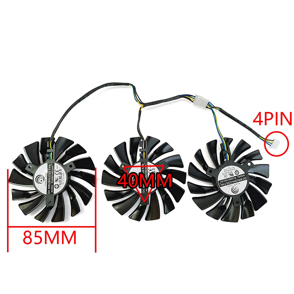 Новый оригинальный вентилятор 3 шт. 85 мм PLD09210S12HH GTX 1080 GPU для MSI 1080TI 1070TI 1070 1060 980 DUKE