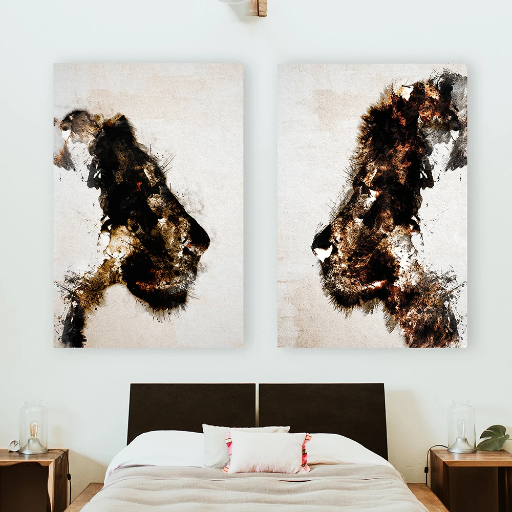 

Lion Contour Canvas Print Painting Modern Wall Art Poster Simple Abstract Animal Picture for Living Bedroom Home Decor Cuadros