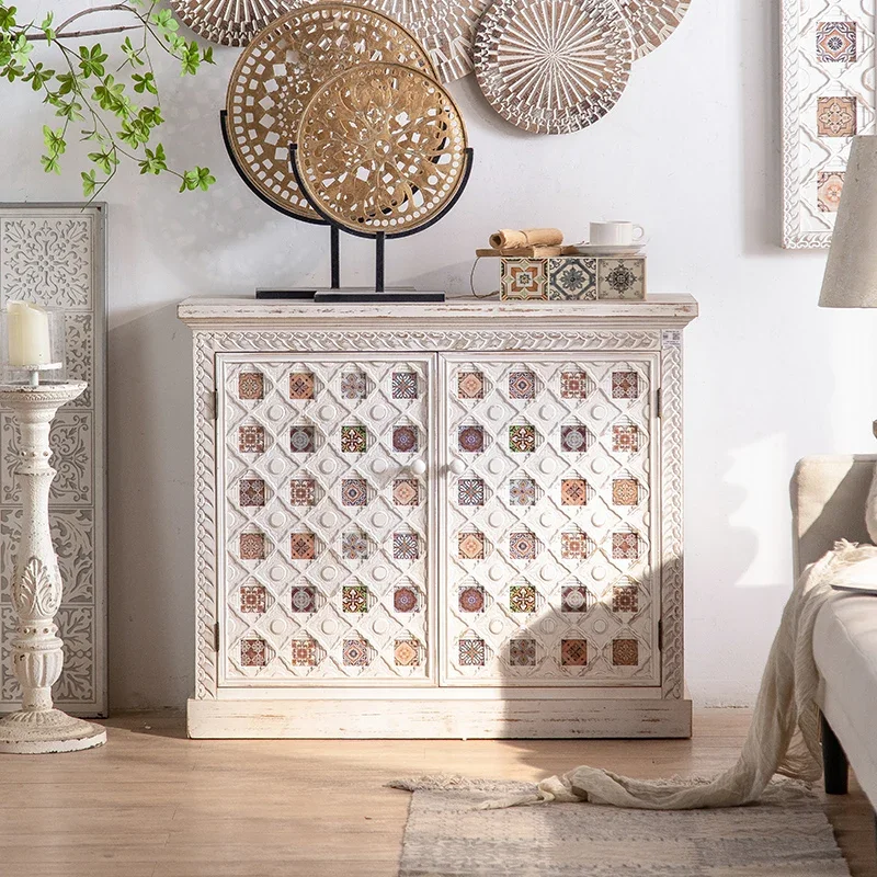 Входной шкаф во французском стиле ретро коридорный из массива дерева шкафчик с