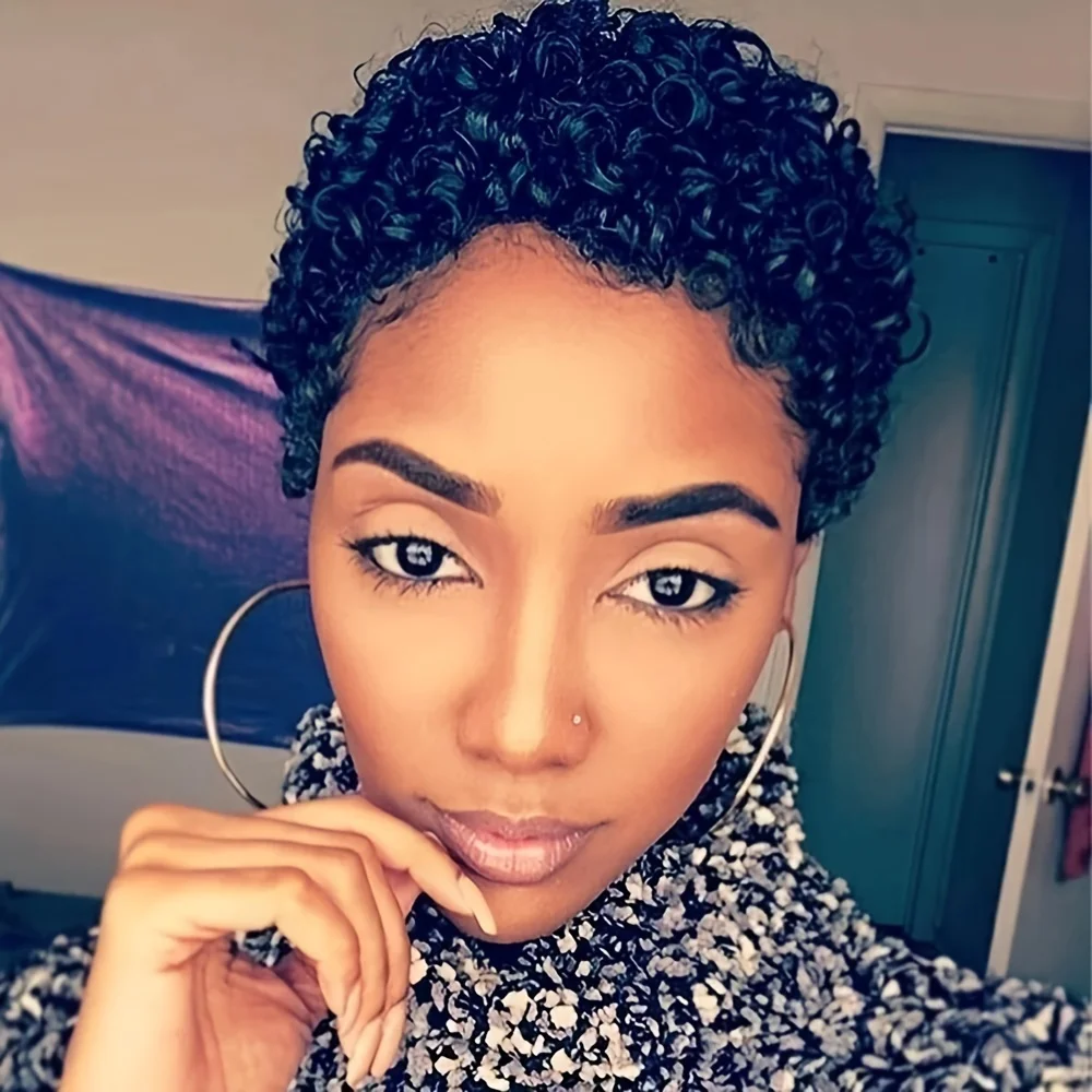 Афро-кудрявые машинные парики 4 дюйма плотность 150% парик Remy для вечеринок