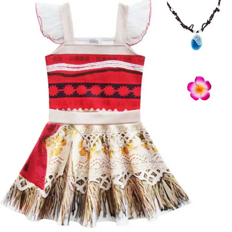 

Наряды для вечеринки на день рождения для девочек, платье принцессы Моана, кружевное без рукавов, рождественские аксессуары