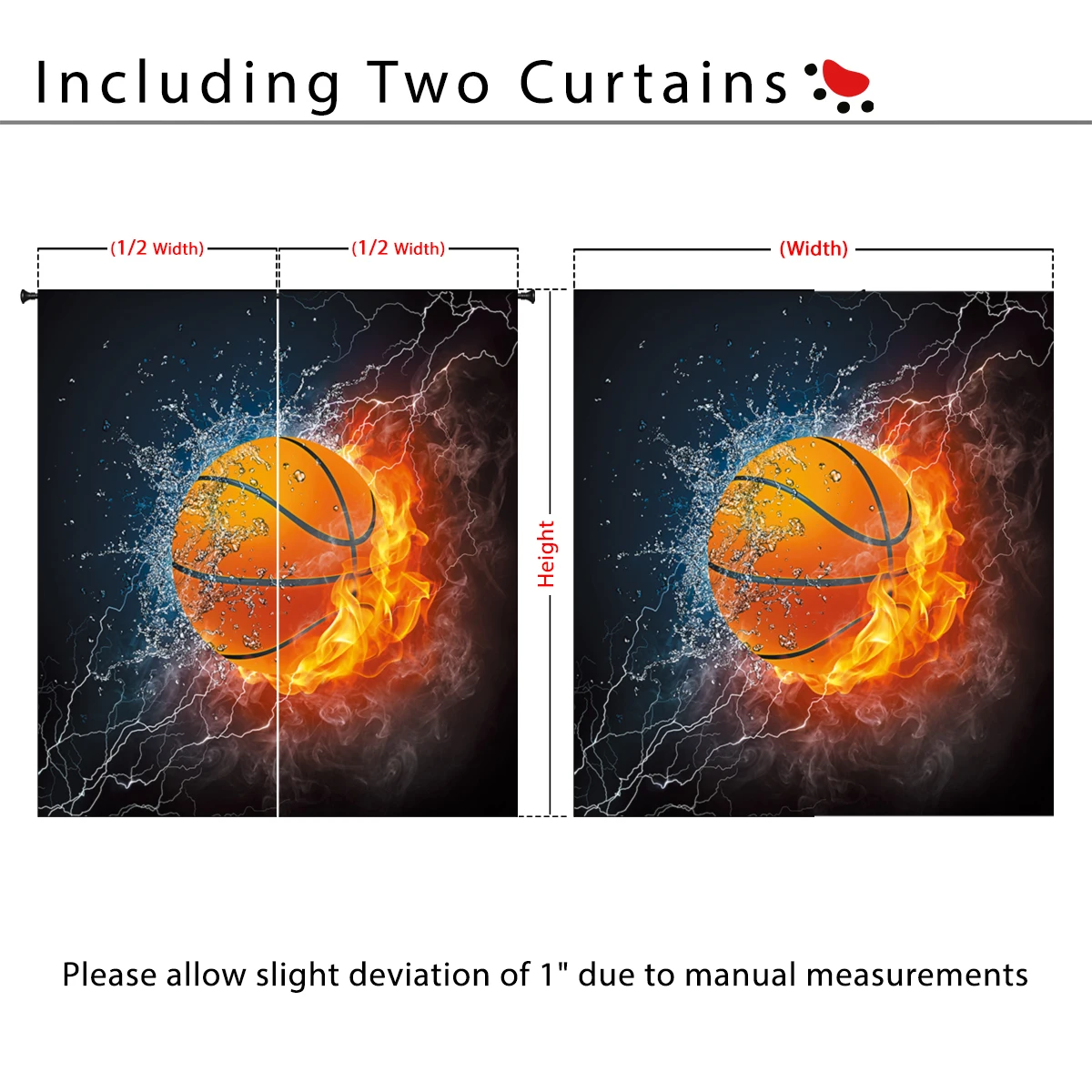 Двойная баскетбольная огненная занавеска с крово-красным дизайном для