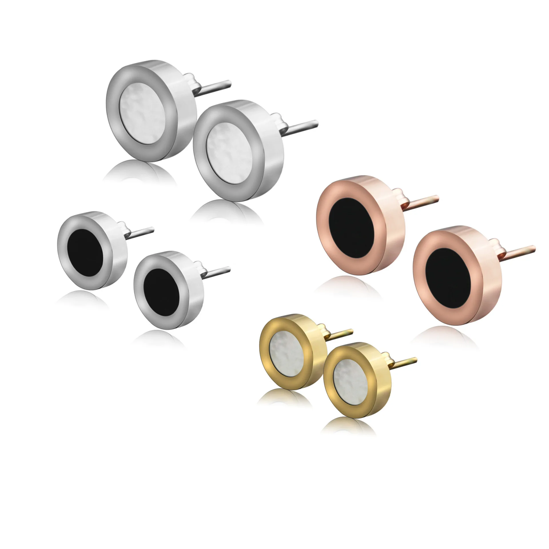 

Черно-белые серьги-гвоздики из титановой стали