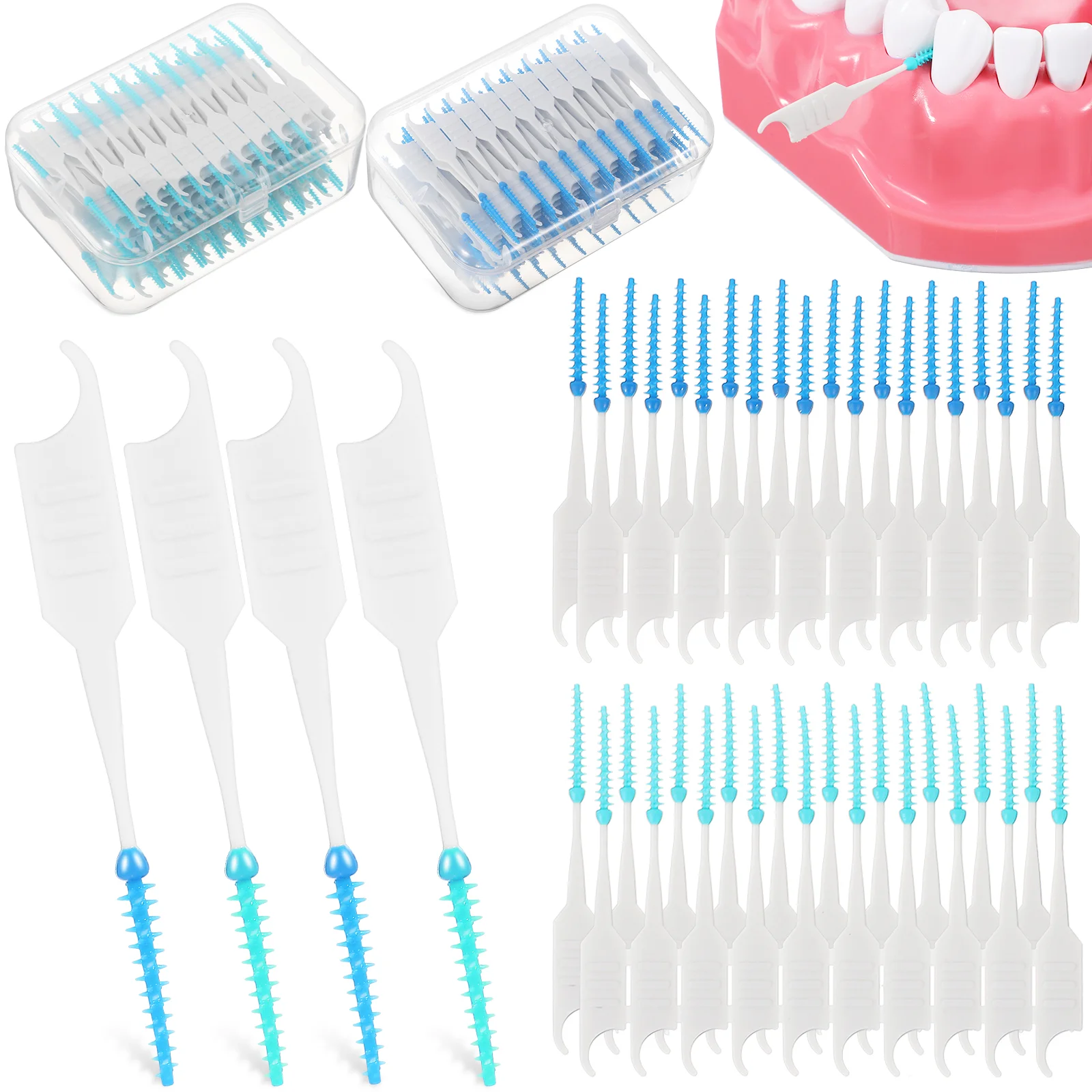 

400 Pcs Interdental Brush Go Disposable Braces Toothpick Mini Silica Gel Travel