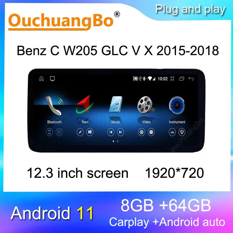 

Ouchuangbo radio recorder for 12.3 inch Mercedes Benz CLS 2009-2020 android 11 stereo Quaclomm multimedia 1920*720