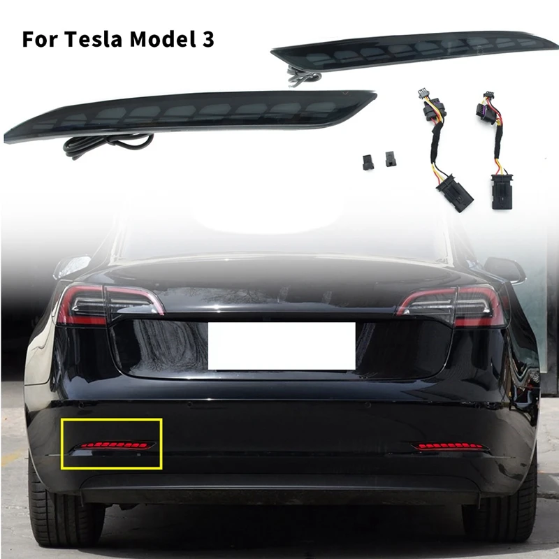 

1 пара светодиодный светодиодные фонари для заднего бампера Tesla Model 3