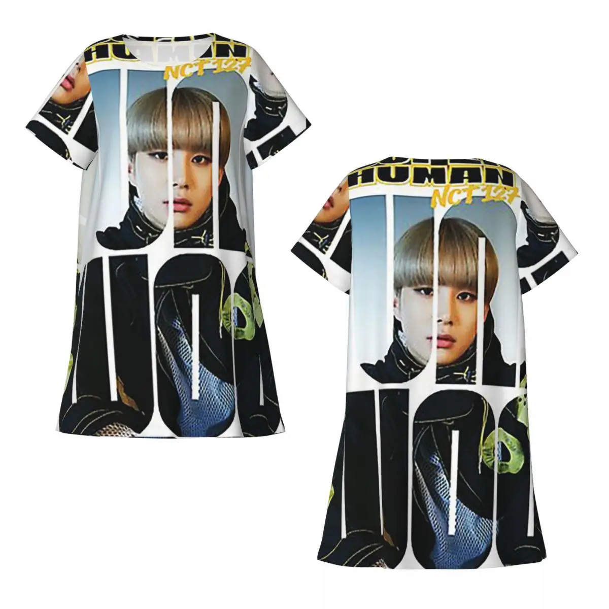 Фото Ночная рубашка Custom NCT 127 Jungwoo Superhuman с короткими рукавами для женщин, мягкая пижама-платье. №4