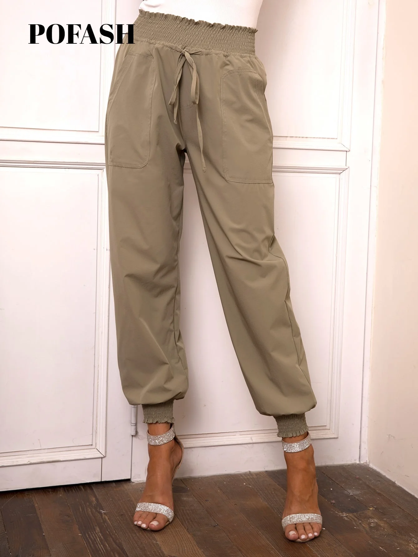 

Брюки Pofash со шнуровкой спереди и косыми карманами