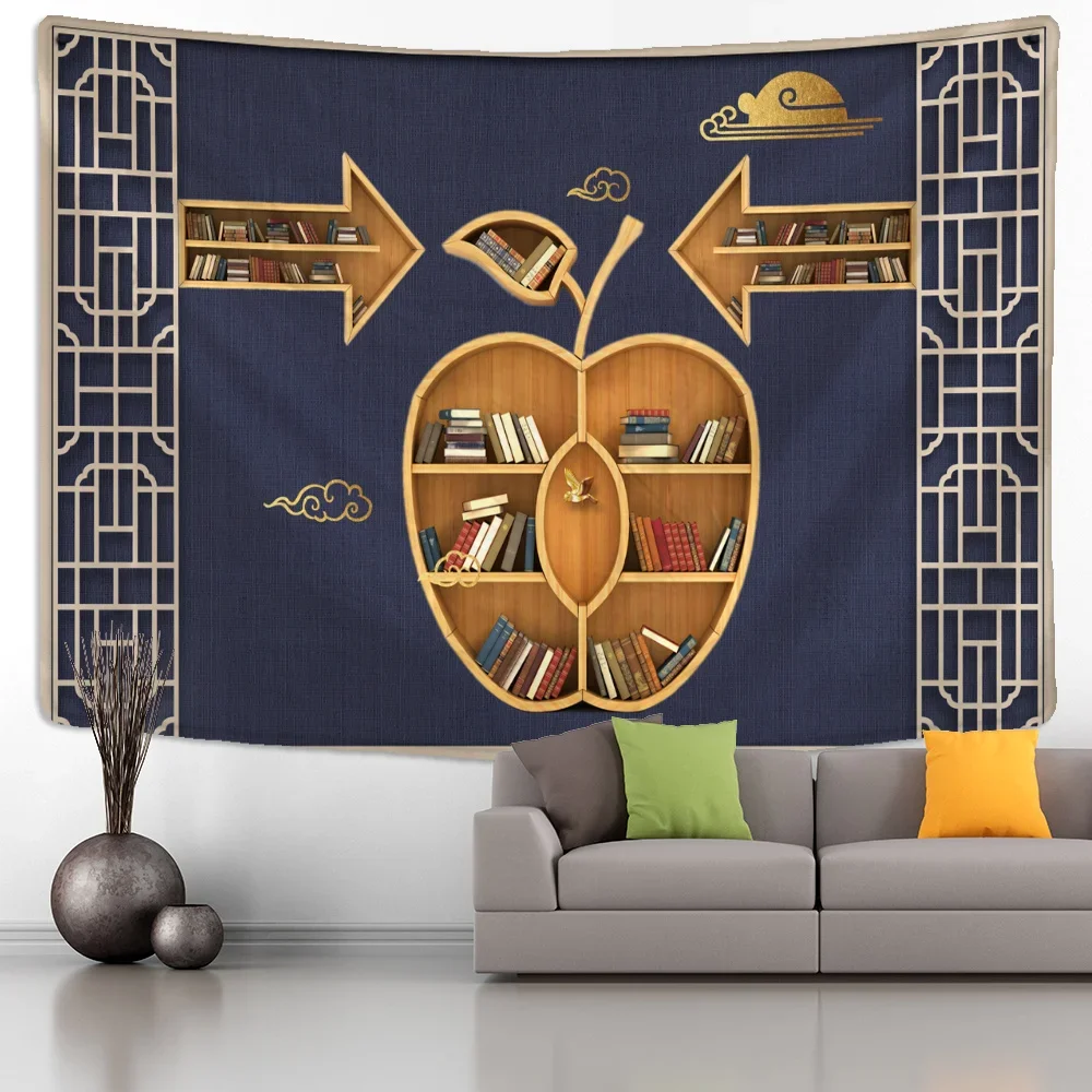 Минималистичная настенная книжная полка гобелен волка природный пейзаж