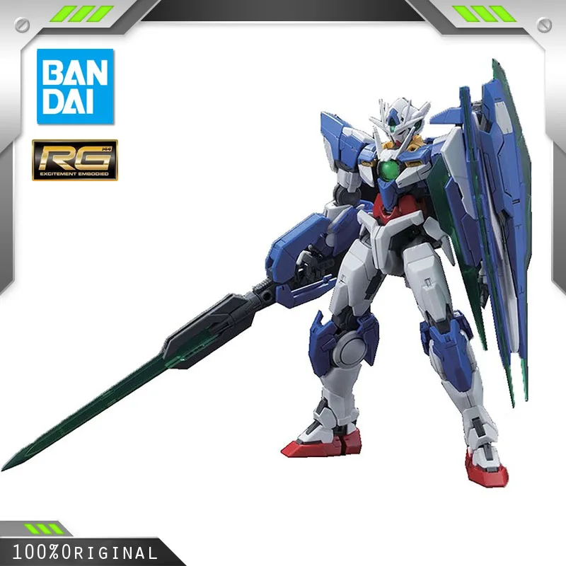 Набор пластиковых моделей BANDAI Anime RG 1/144 GNT-0000 OO QAN[T], фигурки героев, рождественские подарки, мобильный костюм Gundam