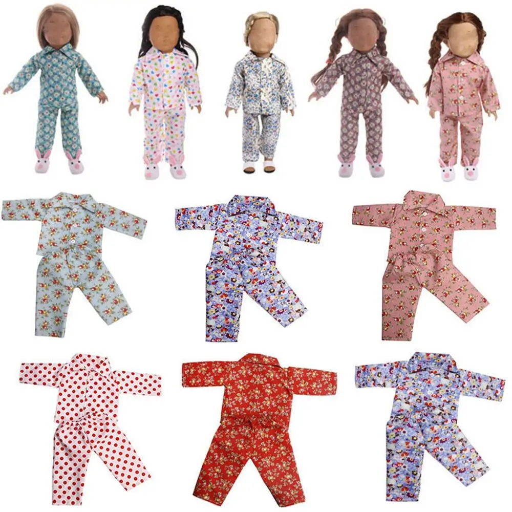 

Fashion 5 Styles Handmade For 18Inch Doll Cute Doll Pajamas Clothes Accessory Cartoon Printed Pajamas Girl 43cm Clothes