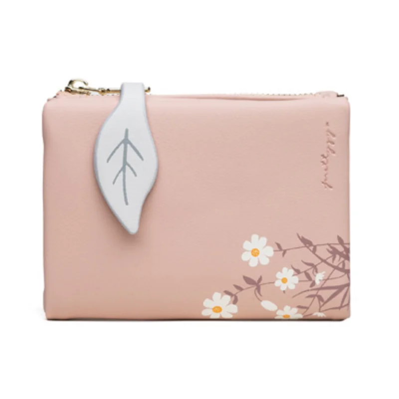 2023 New PU Leather Women's Short Wallet Small Fresh Korean Zipper Folding Coin Purse Multifunctional Buckle 2 Fold Card Holder