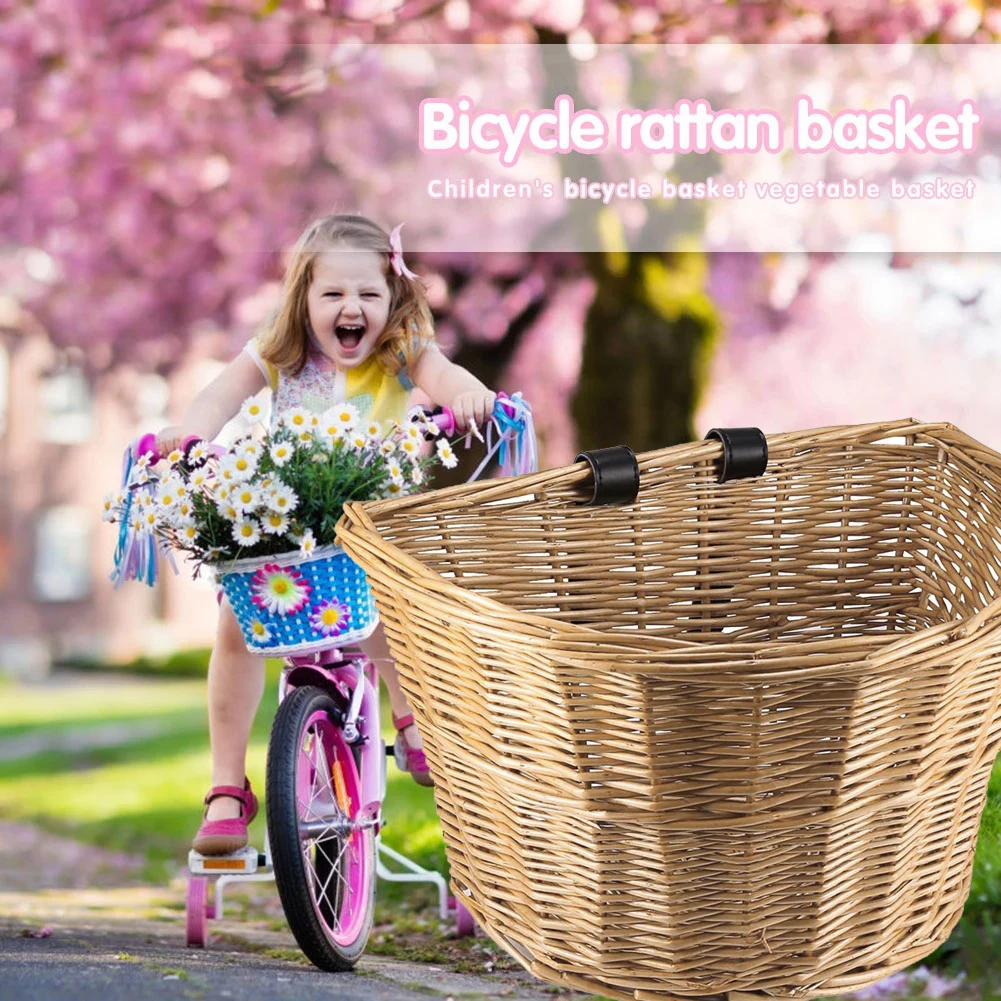 

[DE STOCK] Wicker D-Shaped Bicycle Basket Portable Bike Front Container Mountain Bike Handlebar Storage Box Front Pan Bag