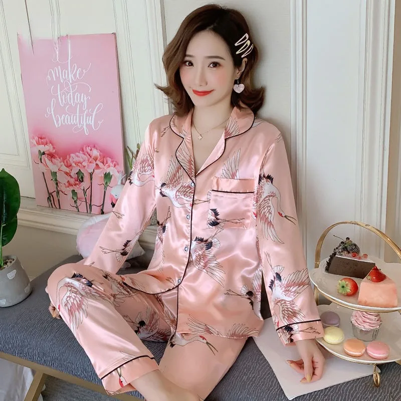 Весенне-осенняя Пижама с V-образным вырезом женская летняя тонкая одежда для сна