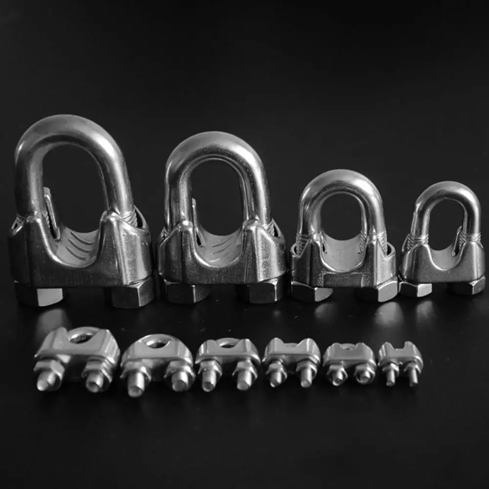 1Pc M2/3/4/5/6/8/10/12/14mm Wire Rope Sleeve 304 Stainless Steel U Type Cable Clip Hardware Fixing Clamp Bolts Rigging