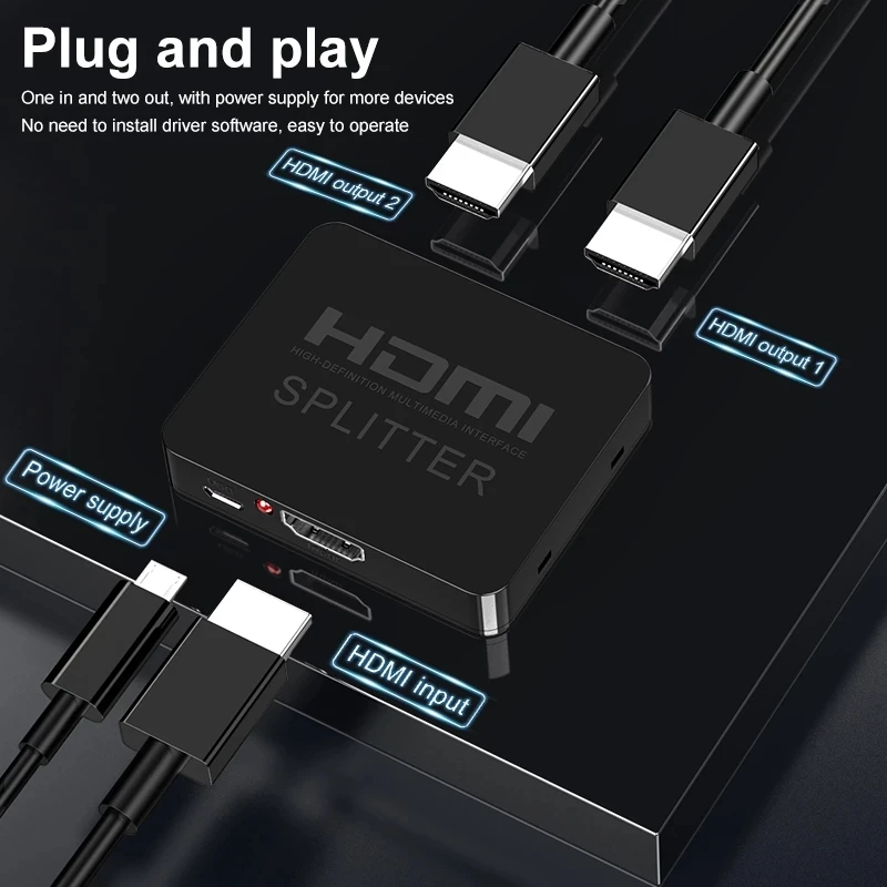 HDMI-дикозырек совместимый 1*2 для вне 1080p 4k 1x2 HDCP 3D усилитель сигнала мощности аудио