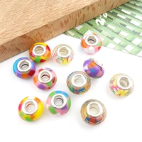 10pcslot 5 colors fashion resin beads big hole spacers beads for diy necklace bracelet jewelry making findings accessories