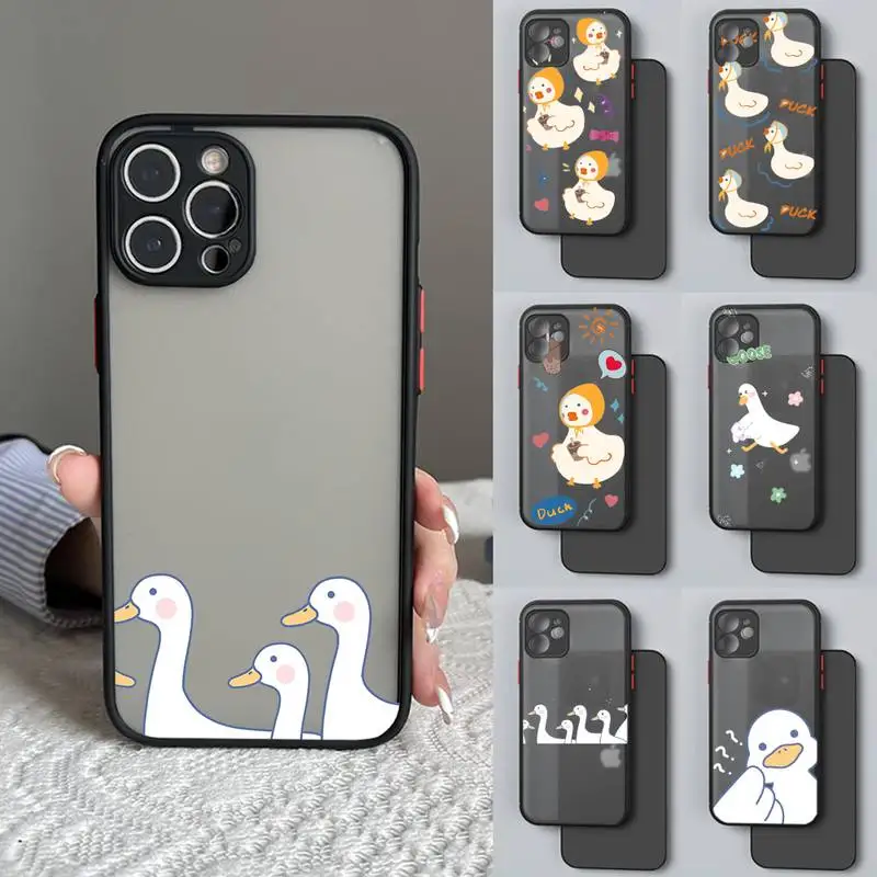 

Cute Little Duck Cartoon Phone Case Matte Fundas Shell Cover For Iphone 6 6s 7 8 Plus Xr X Xs 11 12 13 Mini Pro Max